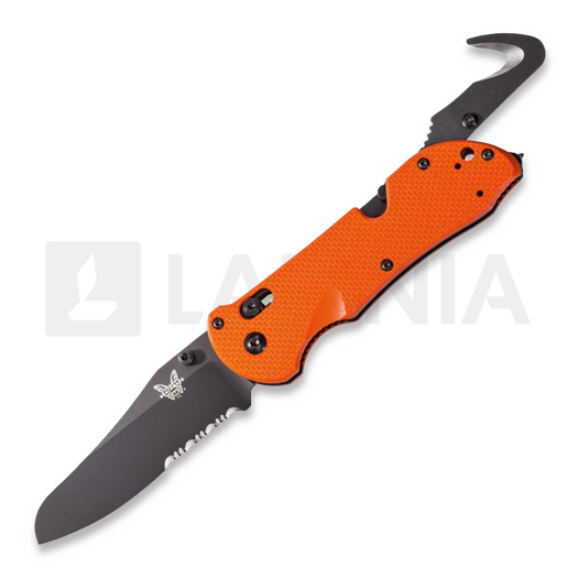 Skladací nôž Benchmade Triage, čierna, oranžová, zúbkovaný 915SBK-ORG