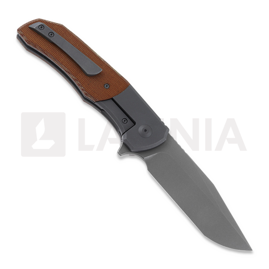 Berg Blades Iron Wolf Stonewash sulankstomas peilis, brown canvas micarta
