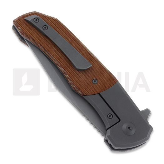 Berg Blades Iron Wolf Stonewash sulankstomas peilis, brown canvas micarta