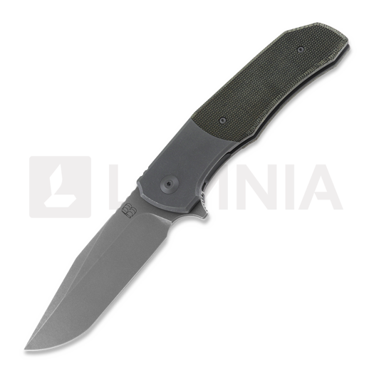 Saliekams nazis Berg Blades Iron Wolf Stonewash, green canvas micarta
