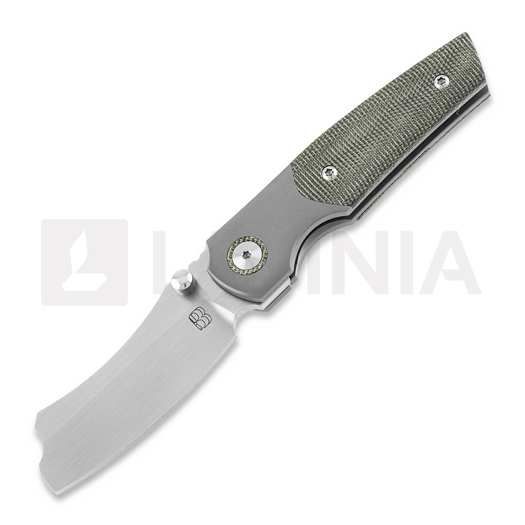 Berg Blades Mini Barber Satin kääntöveitsi, green micarta