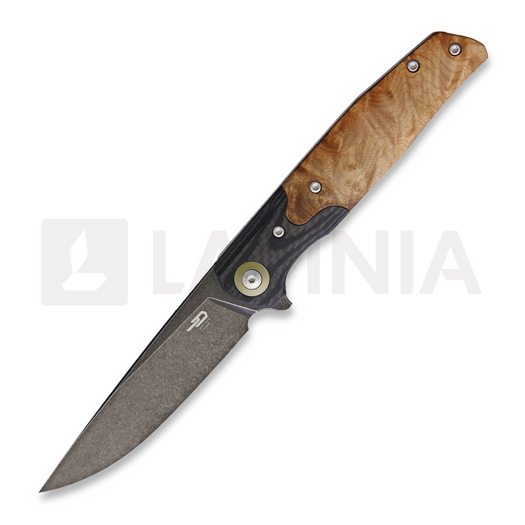 Nóż składany Bestech Ascot - Blackwash - G10 + CF + Lightburl Wood, czarny