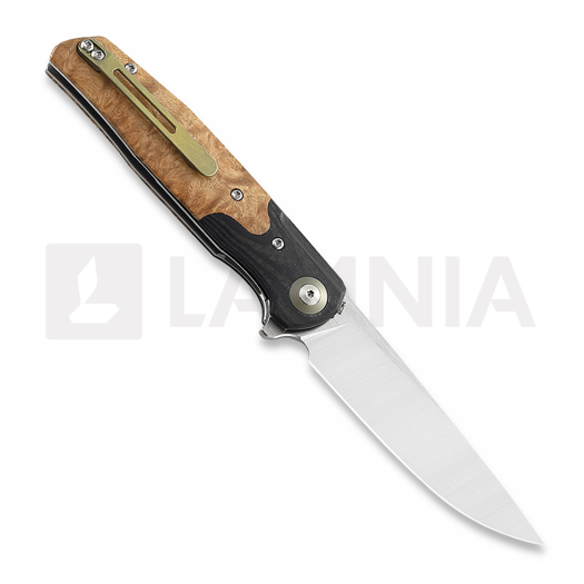 Bestech Ascot - Satin - G10 + CF + Lightburl Wood sulankstomas peilis, juoda