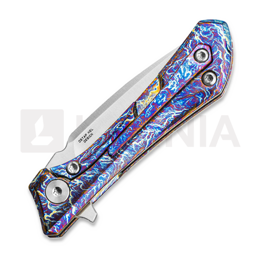 Bestech Duci - Satin - Titanium sulankstomas peilis, flamed
