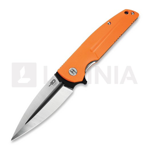 Bestech Fin - Blackwash + Satin - G10 foldekniv, oransje