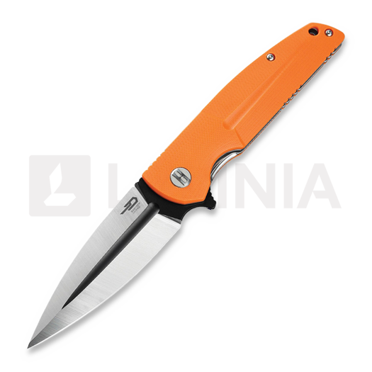 Navalha Bestech Fin - Blackwash + Satin - G10, laranja