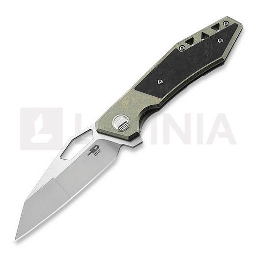 Bestech Fractal - Stonewash + Satin - CF foldekniv, grønn