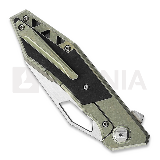 Bestech Fractal - Stonewash + Satin - CF sulankstomas peilis, žalia