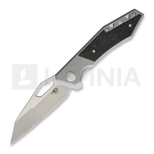 Skladací nôž Bestech Fractal - Stonewash + Satin - CF, šedá