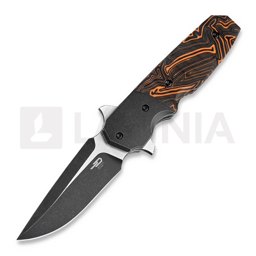 Bestech Freefall - Blackwash + Satin - G10 kääntöveitsi, musta, oranssi