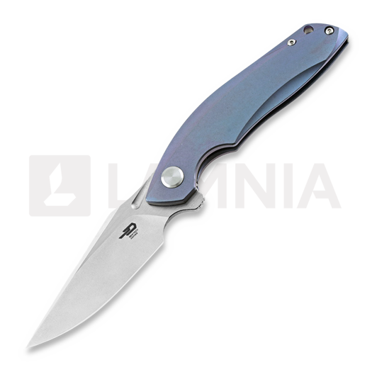 Bestech Ghost - Stonewash + Satin - Titanium sulankstomas peilis, mėlyna