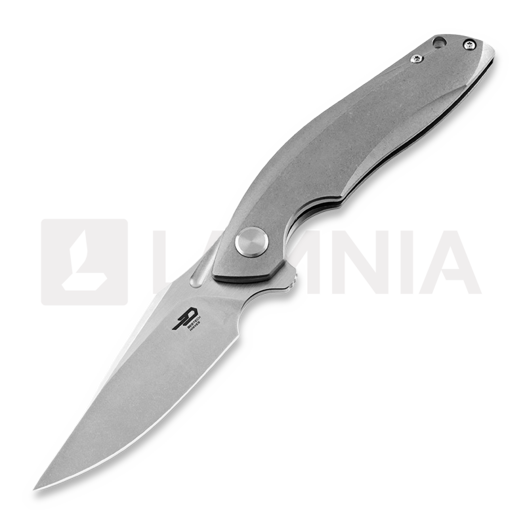 Bestech Ghost - Stonewash + Satin - Titanium kääntöveitsi, harmaa