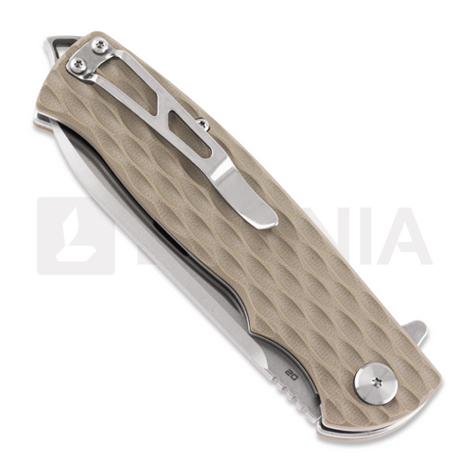 Bestech Grampus - Stonewash + Satin - G10 sulankstomas peilis, beige