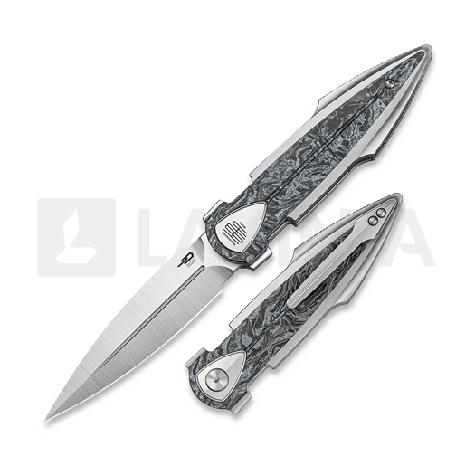 Bestech IKA Dagger - Satin - CF foldekniv, Silver Marble