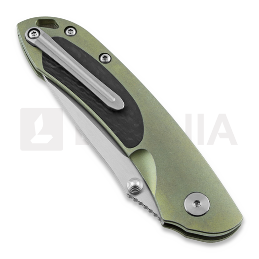 Bestech Junzi - Blastwash + Satin - Titanium sulankstomas peilis, žalia