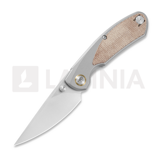 Bestech Lito, Grey Titanium/Natural Canvas Micarta, Satin