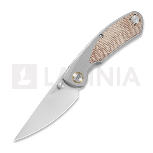 Bestech Lito, Grey Titanium/Natural Canvas Micarta, Satin
