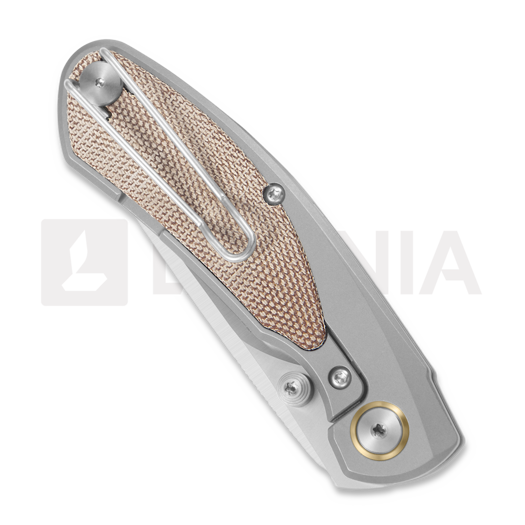 Bestech Lito, Grey Titanium/Natural Canvas Micarta, Satin