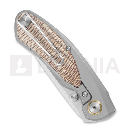 Bestech Lito, Grey Titanium/Natural Canvas Micarta, Satin