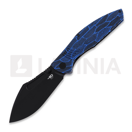 Navalha Bestech Lockness - Blackwash - G10, preto, azul