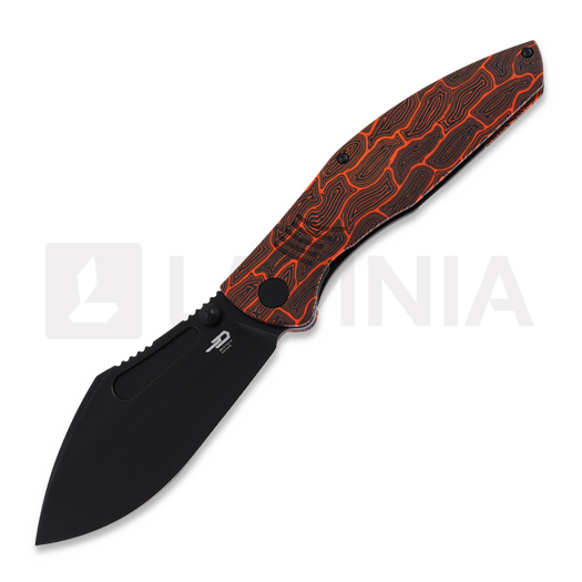 Bestech Lockness - Blackwash - G10 foldekniv, svart, oransje