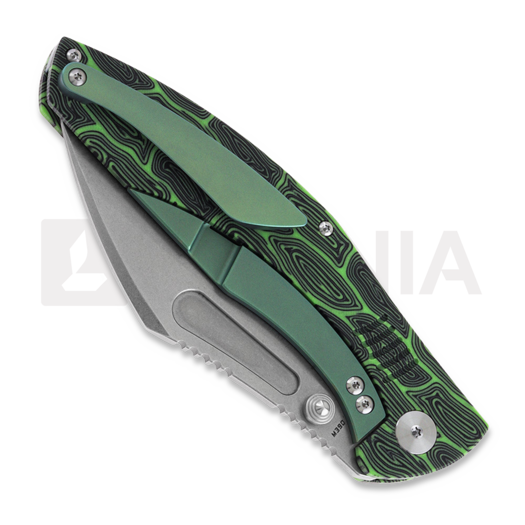 Bestech Lockness - Stonewash - G10 kääntöveitsi, musta, vihreä