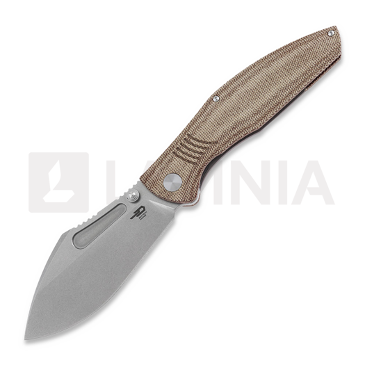 Nóż składany Bestech Lockness - Stonewash - Natural Canvas Micarta
