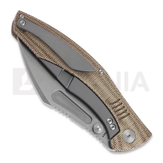 Bestech Lockness - Stonewash - Natural Canvas Micarta kääntöveitsi