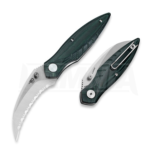 Bestech Mantidae - Satin + Stonewash - Micarta 折り畳みナイフ, 緑