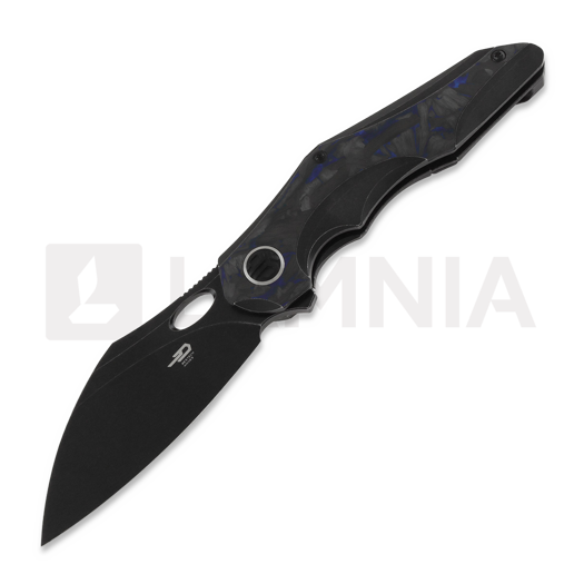 Bestech Nogard - Blackwash - Black Blue Marble CF folding knife