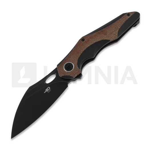 Skladací nôž Bestech Nogard - Blackwash - Natural Canvas Micarta, čierna