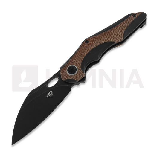 Bestech Nogard - Blackwash - Natural Canvas Micarta 접이식 나이프, 검정