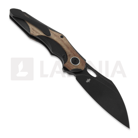 Bestech Nogard - Blackwash - Natural Canvas Micarta folding knife, black