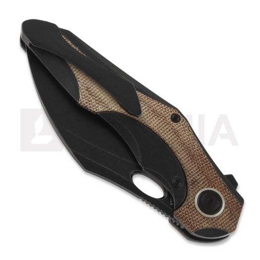 Bestech Nogard - Blackwash - Natural Canvas Micarta folding knife, black