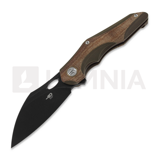 Bestech Nogard - Blackwash - Natural Canvas Micarta foldekniv, bronzed