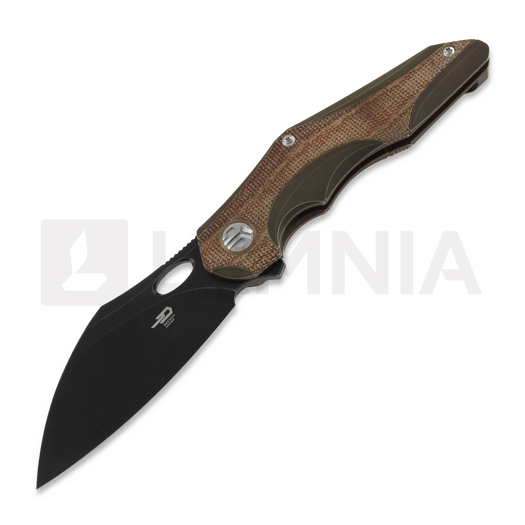 Bestech Nogard - Blackwash - Natural Canvas Micarta 접이식 나이프, bronzed