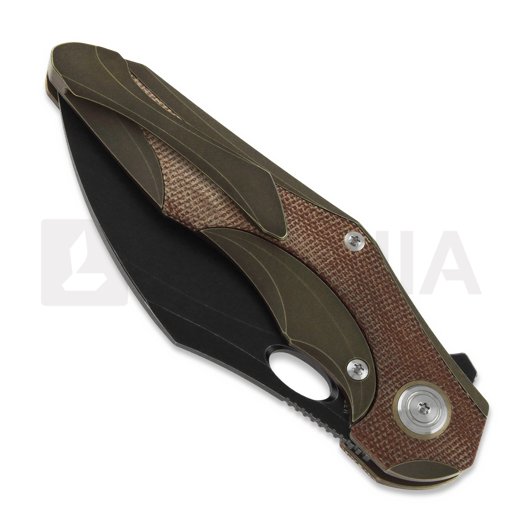 Bestech Nogard - Blackwash - Natural Canvas Micarta sulankstomas peilis, bronzed