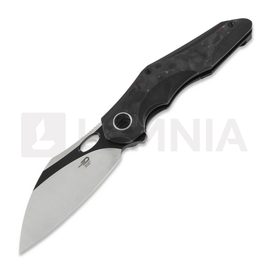 Bestech Nogard - Blackwash + Satin - Black Red Marble CF fällkniv, svart