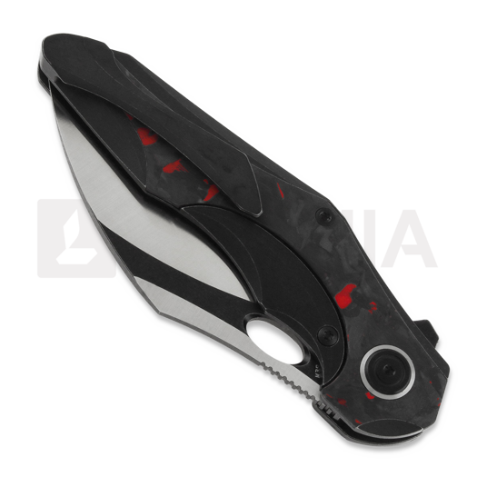 Coltello pieghevole Bestech Nogard - Blackwash + Satin - Black Red Marble CF, nero