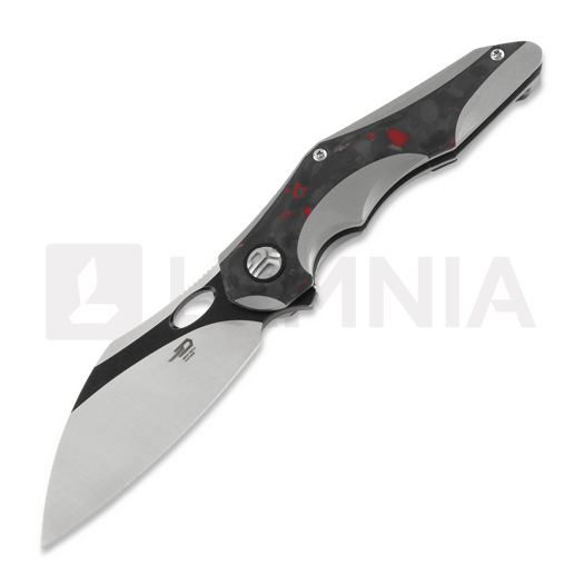 Bestech Nogard - Blackwash + Satin - Black Red Marble CF 접이식 나이프, 회색