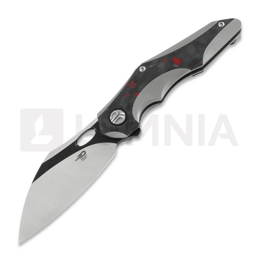 Складной нож Bestech Nogard - Blackwash + Satin - Black Red Marble CF, серый