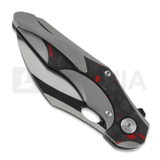 Bestech Nogard - Blackwash + Satin - Black Red Marble CF sulankstomas peilis, pilka