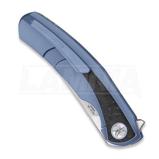 Bestech Sambac - Stonewash + Satin - Titanium + Marble CF k&auml;&auml;nt&ouml;veitsi, sininen