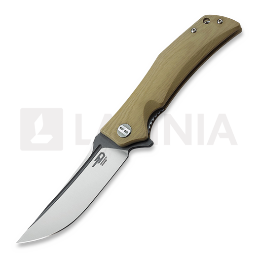 Zavírací nůž Bestech Scimitar - Grey + Satin - G10, beige