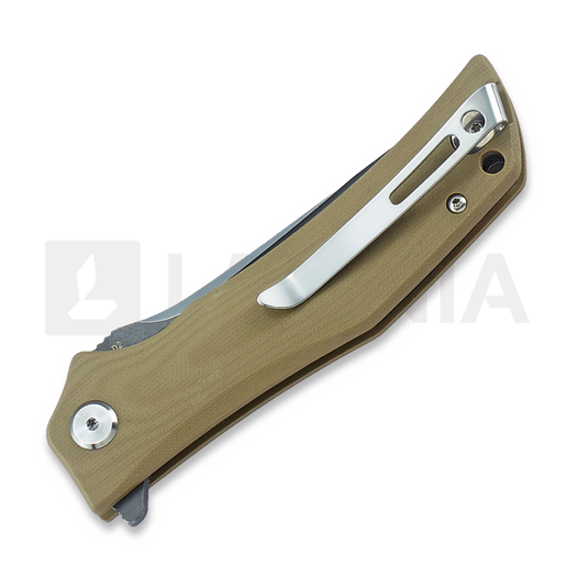 Bestech Scimitar - Grey + Satin - G10 sulankstomas peilis, beige