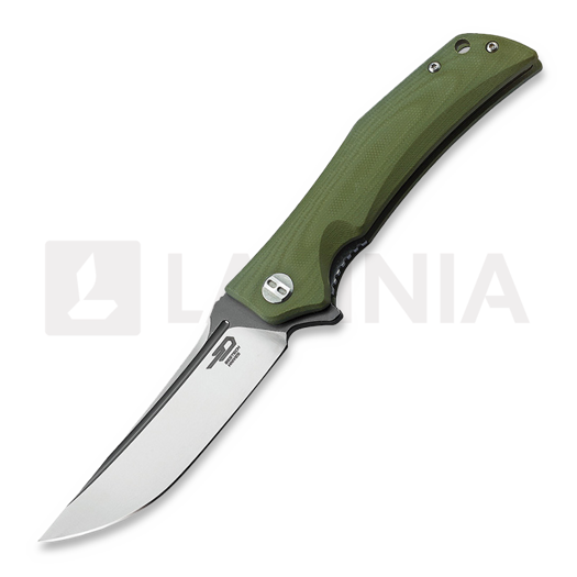 Nóż składany Bestech Scimitar - Grey + Satin - G10, zielona