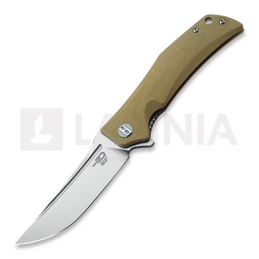 Bestech Scimitar - Stonewash + Satin - G10 Taschenmesser, beige