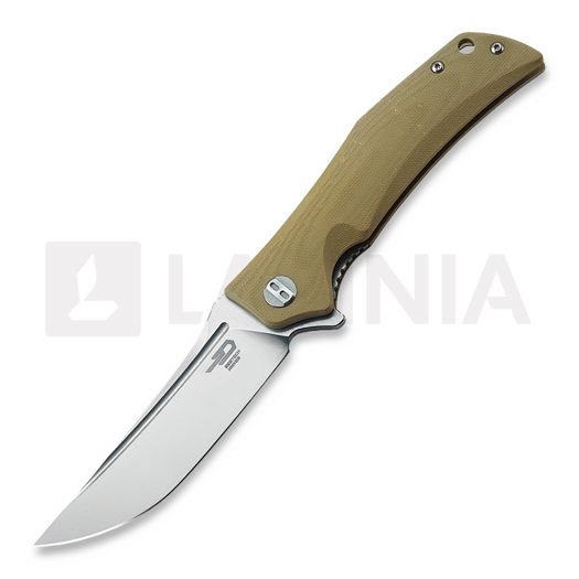 Bestech Scimitar - Stonewash + Satin - G10 סכין מתקפלת, beige