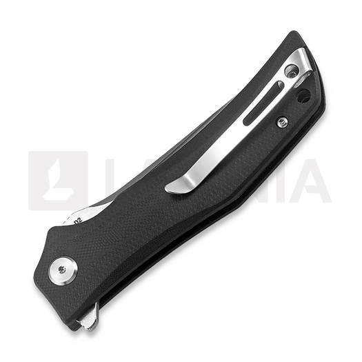 Bestech Scimitar - Stonewash + Satin - G10 kääntöveitsi, musta