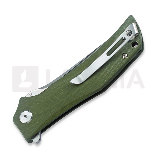Bestech Scimitar - Stonewash + Satin - G10 kääntöveitsi, vihreä